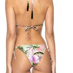NWOT Pilyq Tropical Beaded Teeny Bikini with Side Ties with Tassels
